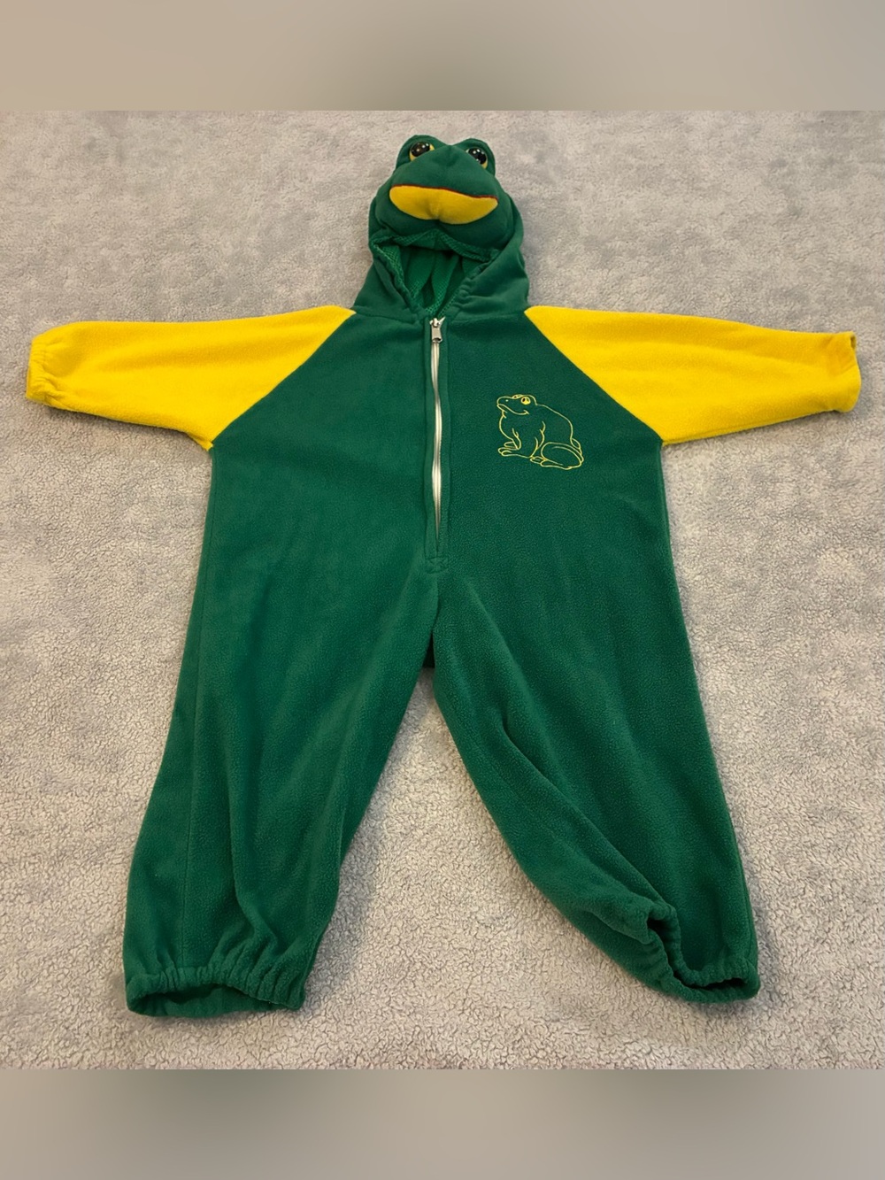 Green & Yellow Frog Hooded Kids One-Piece Size 2-3 Toddler